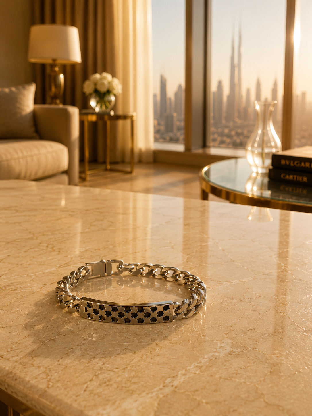 Star Cut-Out Id Plate Chain Bracelet