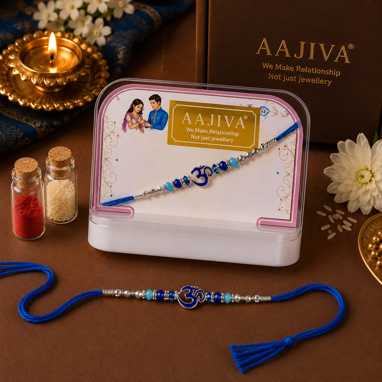 Aajiva Rakshak Om Silver Rakhi