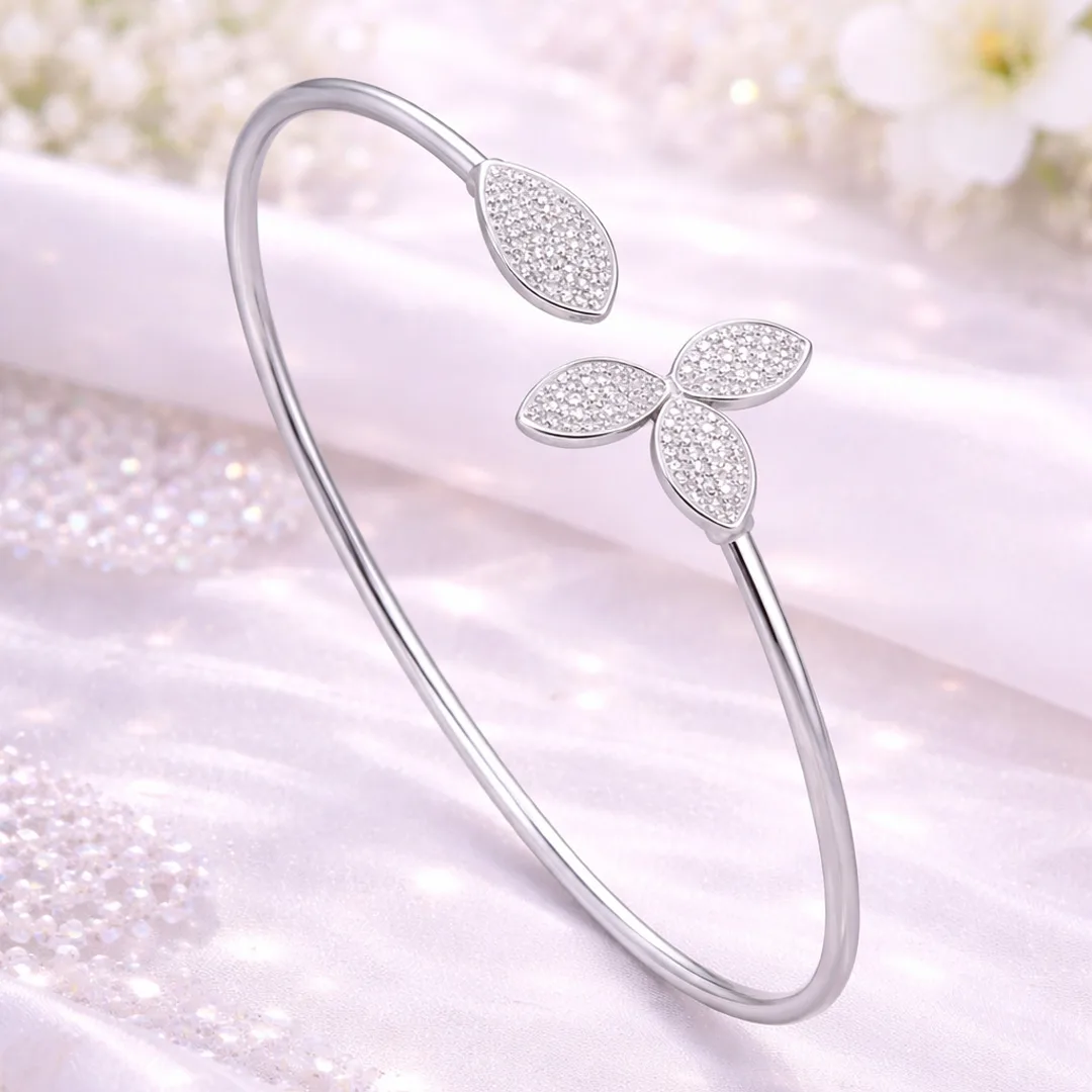 Petalia Floral Open Cuff Bracelet