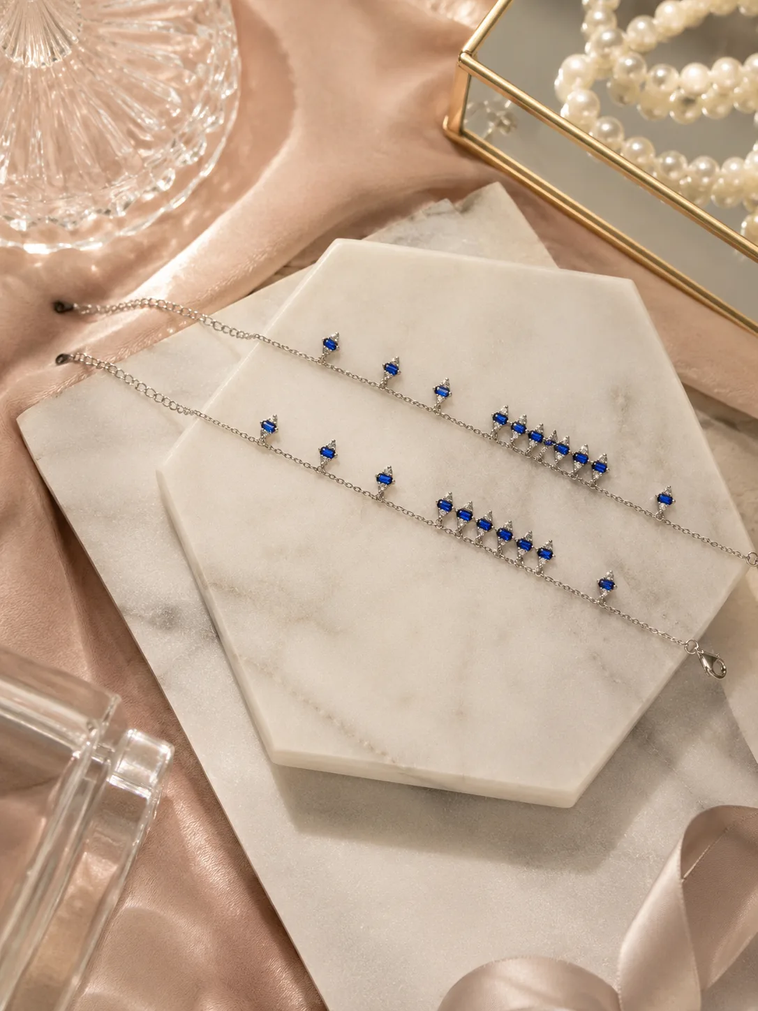 Sapphire Dangle Anklet
