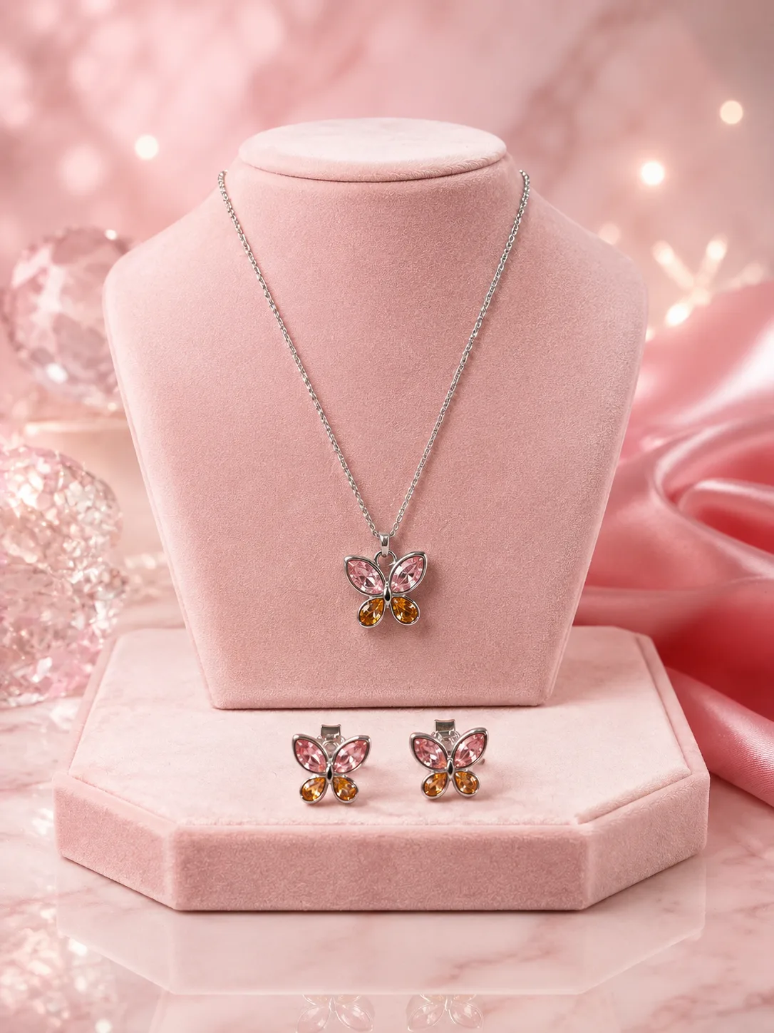 Bella Bicolor Butterfly Necklace & Earring Set